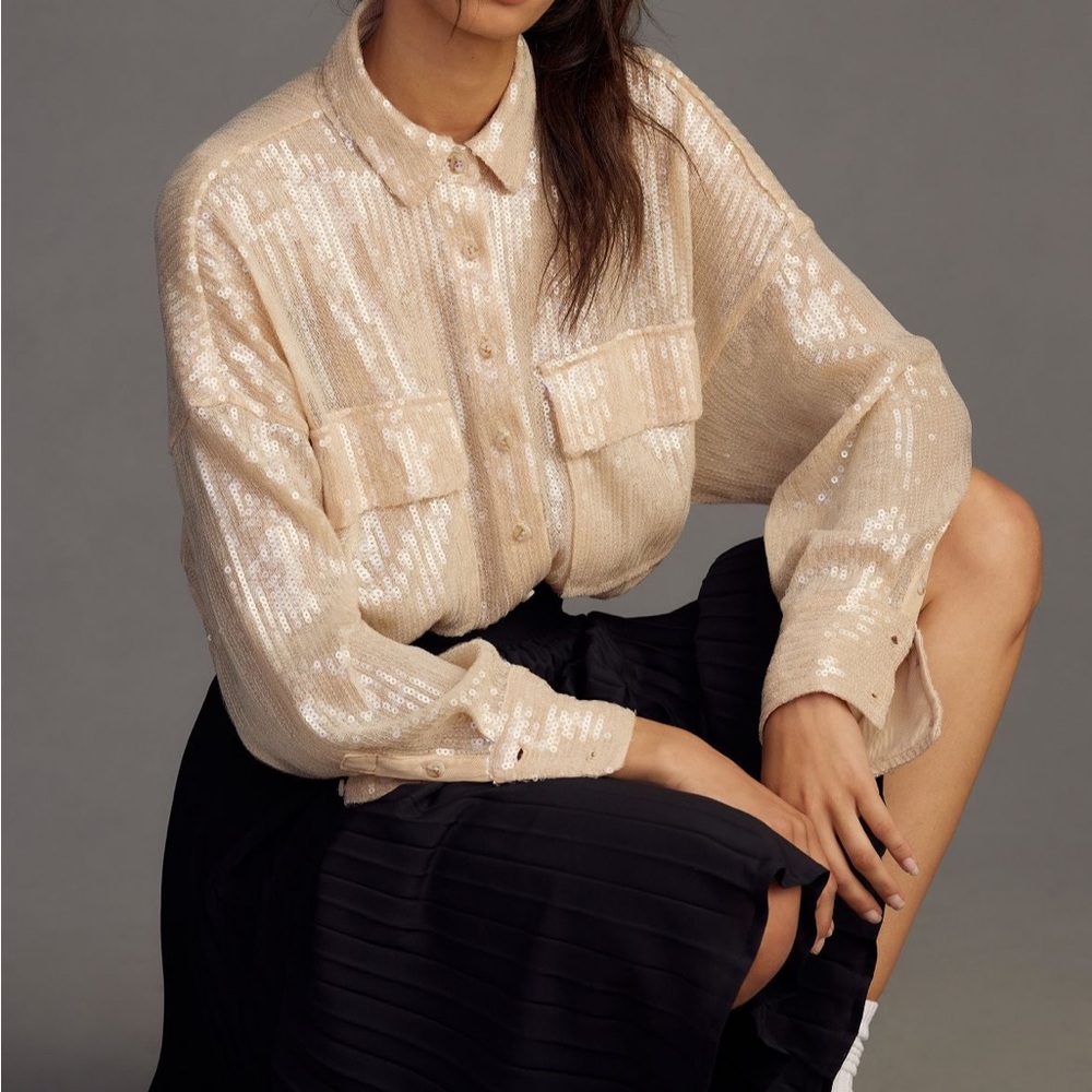 Anthropologie Pilcro Sequin Buttondown Shirt - image 2